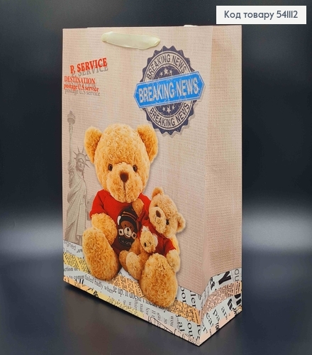 Пакет бумажный, "Мишка - Путешественник" в ассорт. 31*42*12см 541112 фото 1