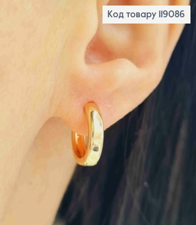 Серьги кольца Классические, ширина 3,5мм, диаметр 1,3см, Xuping 18K 119086 фото