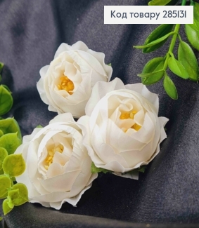 Искусственное приложение цветок Пионовидная Роза, БЕЛОГО цвета, 4,5*4см 285131 фото