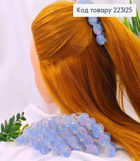 Заколка банан (акрил), прикрашена Стразами, 10см, Перламутрово-Блакитного кольору 223125 фото