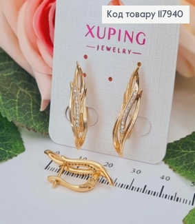 Серьги "Огонек" с камешками, 3см, англ. зам. Xuping 18K 117940 фото