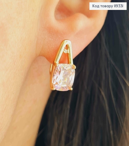 Серьги с изысканным розовым камнем, длина 1,7см, английская застежка, XUPING 18K 119331 фото 1