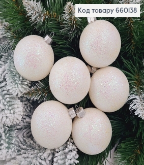 Набор шаров 60мм Блеск БЕЛЫЙ 6шт/уп, Украина 660138 фото