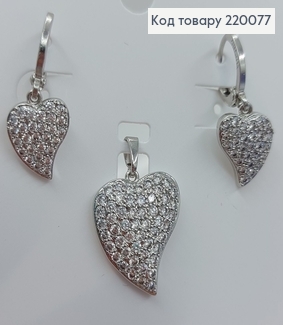 Набор  родированный серьги   и  кулоном   с  камнями серебро  Xuping 18K 220077 фото