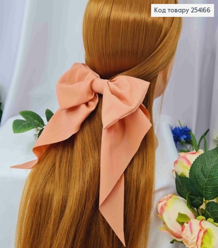 Заколка (7,5см) БАНТ КОРАЛОВОГО цвета, стрейч котон, размер 14,5*21см, Украина 254166 фото 1