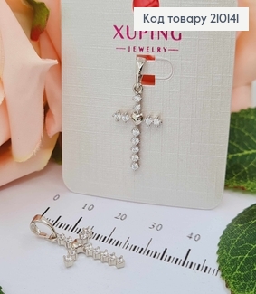 Крестик родованный с камнями и сердечком, 2*1,5см, Xuping  210141 фото