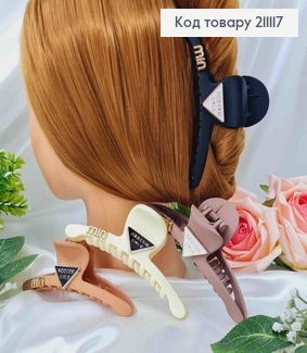 Краб пластик, скобка, в стиле "Прада" с треугольной пластиной, 11см, цвета в ассорт. 211117 фото