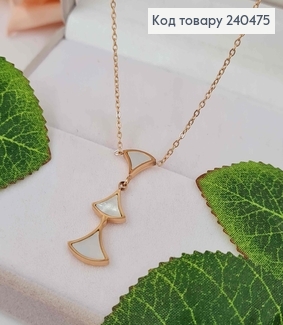 Цепочка, золотого цвета, с подвеской тремя треугольничками с эмалькой, 40+5см, сталь Stainless Steel 240475 фото