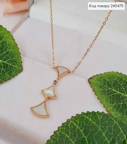 Цепочка, золотого цвета, с подвеской тремя треугольничками с эмалькой, 40+5см, сталь Stainless Steel 240475 фото 1