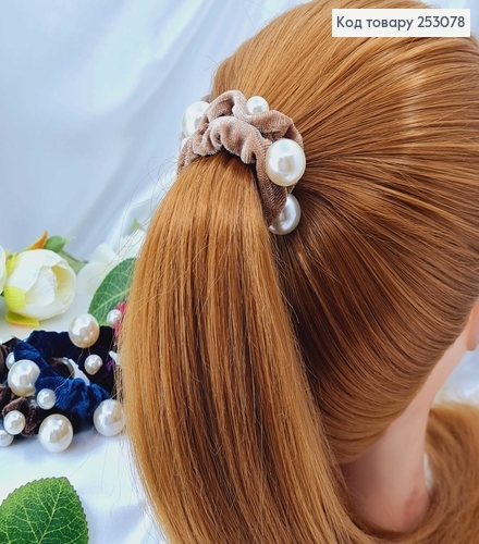 Резинка велюр с жемчужинами, 7см в ассорт. 253078 фото 2