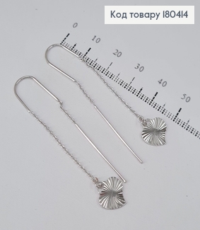 Серьги подвески протяжки с сердечком родованное  Xuping 180414 фото