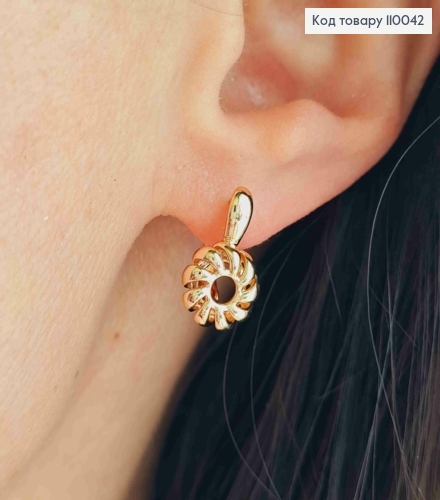 Серьги "Солнышко", длина 1,5см, английская застежка, Xuping 18K 110042 фото 1