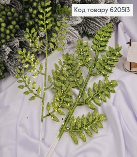 Набо веток (5шт) Папоротника САЛАТОВОГО цвета, блеск, 5шт/уп, 36см, УКраина 620513 фото