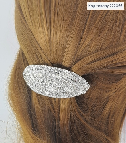 Заколка автомат серебряная с камнями космические 222055 фото 1