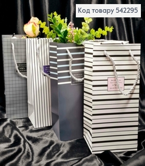 Пакет бумажный в Полосочке или Квадратик, 24*12*10см, Цвета в ассортименте. 542295 фото