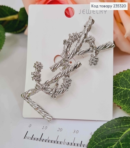 Брошь "YSL" СЕРЕБРЯНОГО цвета 6.5*2.5см 235320 фото 1