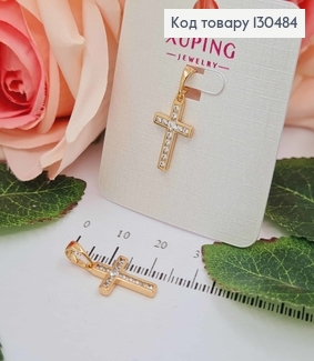 Крестик, в камнях с оправой, 1,5*1см, Xuping 18K 130484 фото