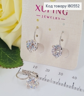 Серьги родированные с французкой застежкой, 1.7 см ,Чудо  с камнем 1 см Xuping 180552 фото