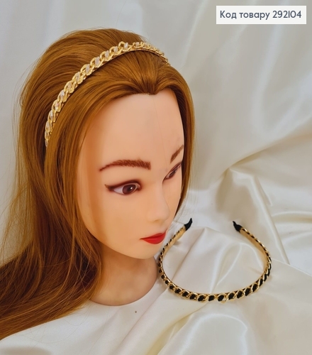 Обруч цепочка золота черная/прозрачная 292104 фото 1