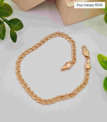 Браслет плетение УЗЕЛОК, ширина 4мм, длина 19см, Xuping 18К 151241 фото 1