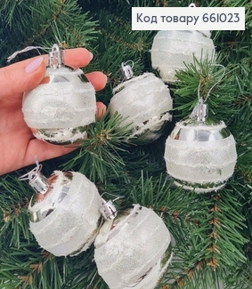Набор шаров 60 мм серебряные блеск Китай 6шт/уп 661023 фото