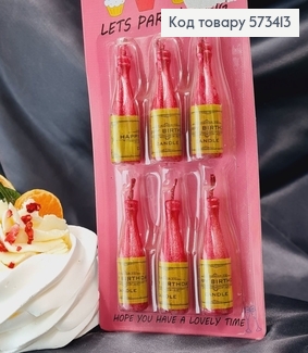 Свечки для торта "Бутылка Шампанского" Красные, 6шт//уп., 5см 573413 фото