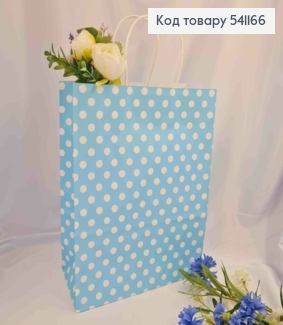 Пакет крафтовый, 26*33*12см, Голубой в горошек 541166 фото