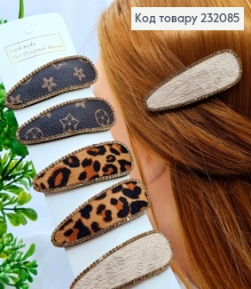 Заколка Тик-Так, Овальная в ассортименте украшена стразами, Пастельные цвета в ассорт, 8см. 232085 фото