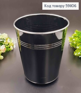Відерце-кашпо, метал, чорного кольору, висота 19см, Польща 591106 фото