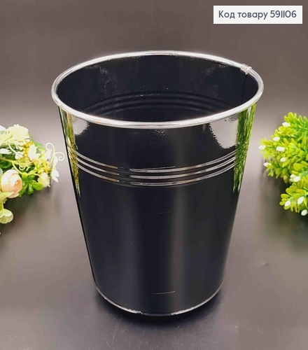 Ведерко-кашпо, металл, черного цвета, высота 19см, Польша 591106 фото 1