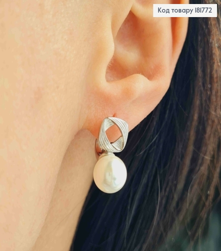 Сережки родовані з Перлинкою, довжина 1,7см, англійська застібка, Xuping 181772 фото 1