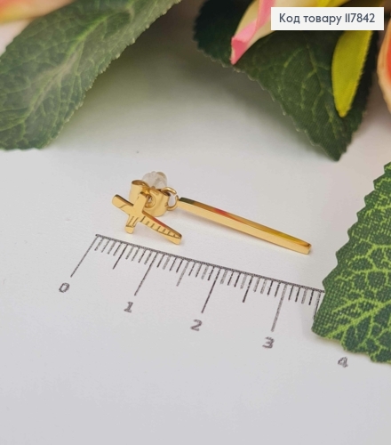 Сережки гвіздки "Хрести" (0,6*1,2см) з підвіскою (2,3см), Xuping ТТМ 117842 фото 2