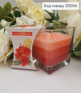 Аромасвічка стакан HIBISCUS-WHITE SAGE 170 г/32год., snk 80-356  BISPOL  313054 фото