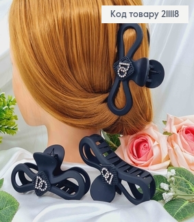 Краб пластик, бесконечность с эмблемкой в камнях, черный матовый, 10,5см. 211118 фото