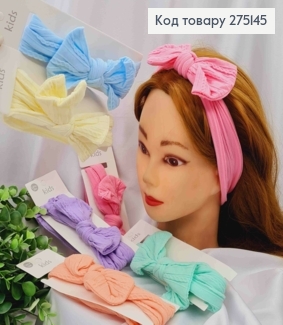 Пов'язка дитяча "Бантик", з якісного капрону, Яскраві кольори в асортименті, довжина 32см 275145 фото