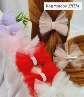 Набор детских заколок (5см,10шт) БАНТИК фатин, размер 10*7см, цвета в ассорт., Украина 271374 фото