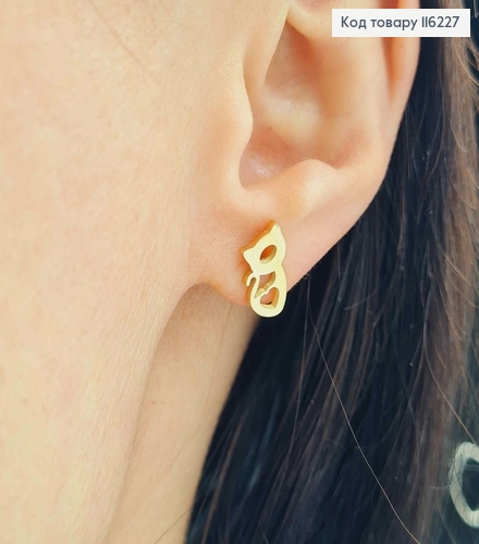 Серьги гвоздики, лимонного цвета, "Котята" 1,1см, Xuping 18К 116227 фото 2