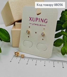 Серьги гвоздики с Блестящим камешком, 3мм, Xuping 18K 118056 фото