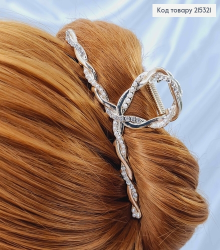 Краб металл, золотого цвета, закрученная петелька, с камешками и жемчужинами, 11см, 215321 фото 4