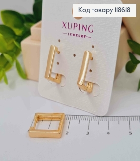 Серьги кольца "Квадратные", ширина 3мм, длина 1,5см, Xuping 18К. 118618 фото