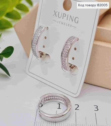 Серьги кольца украшены Блестящими камешками, диаметр 1,7см, Xuping 182005 фото 1