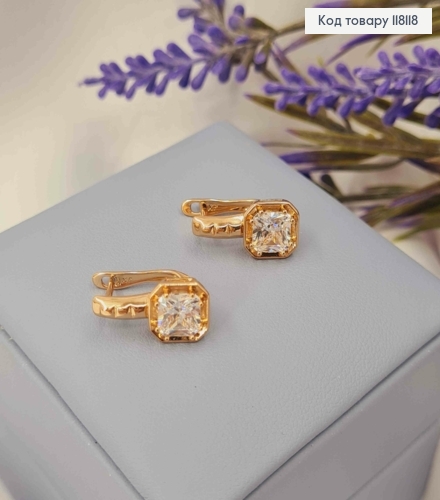 Серьги с Большим Блестящим камнем, 1,7см, англ. зам., XUPING 18K 118118 фото 2