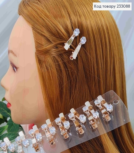 Заколка стрела, золотого цвета, с большим камешком, 3см, цена за 2шт. 233088 фото 2