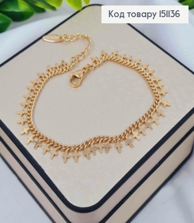 Браслет ПАНЦИРНОЕ ПЛЕТЕНИЕ С КРЕСТИКАМИ, дл. 18+4см, Xuping 18K 151136 фото