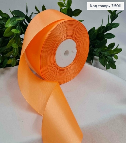 Лента атласная Оранжевая (цвет 022), ширина 5см, длина 36 ярдов (33м) 715011 фото 1
