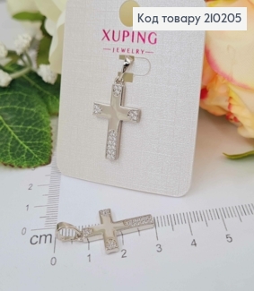 Крестик родованный, в камнях, 2*1,5см, Xuping 210205 фото