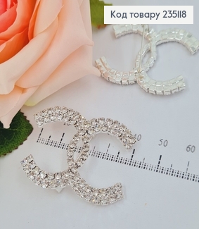 Брошка серебряного цвета  в камнях Шанель, 4*3см 235118 фото