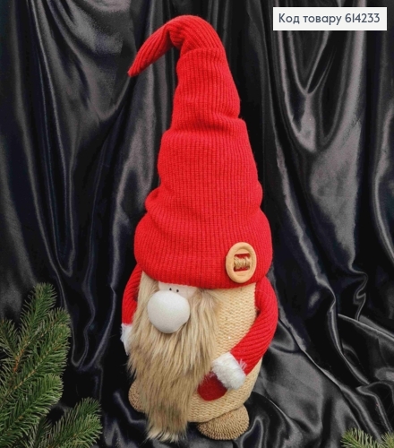 Коробка-ГНОМ "ПУЗАНЬ" ЧЕРВОНА шапка  (коробка 18*19см)(шапка 34-39см) ,, ручна робота, Україна 614233 фото 1