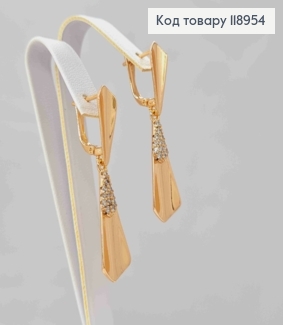 Серьги с подвижной подвеской в Блестящем камне, 1,6+2,5см, английская застежка, Xuping 18K 118954 фото