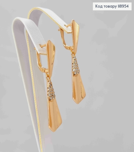 Серьги с подвижной подвеской в Блестящем камне, 1,6+2,5см, английская застежка, Xuping 18K 118954 фото 1